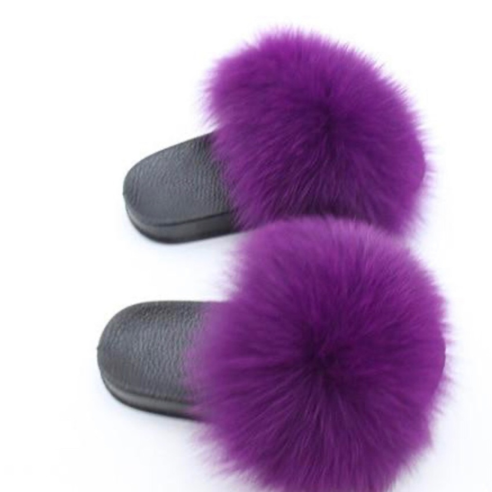 NEW HANDMADE FOX FUR SLIDES